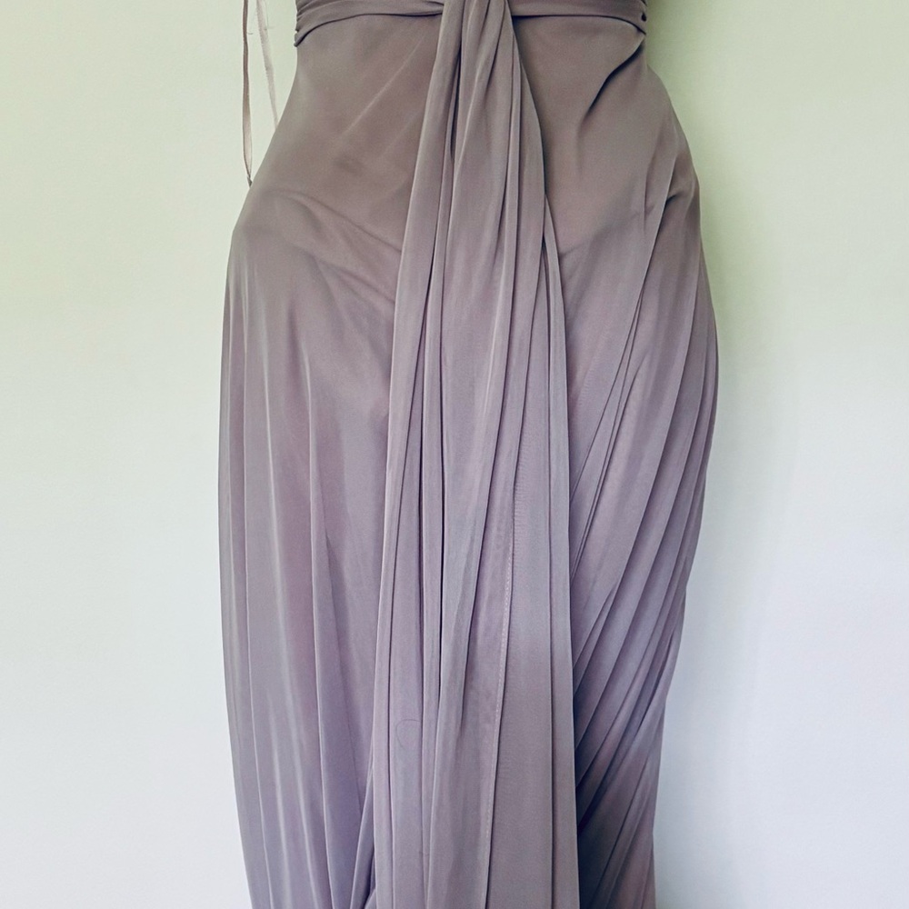 Allure Bridals Sz 10 Zinc Dusty Lavender Empire Waist Bridesmaid Evening Gown - Picture 5 of 12